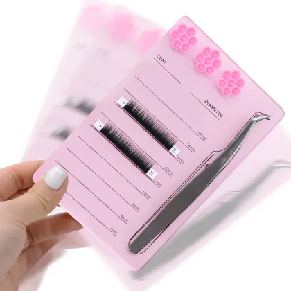 Acrylic Pink Lash Pallet Tray with Magnet Hold Tweezers for Eyelash Extensions