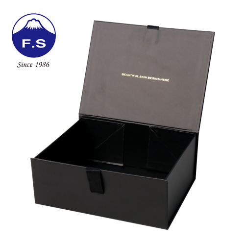 Boîte d&#39;emballage en papier noir logo personnalisé pour robe