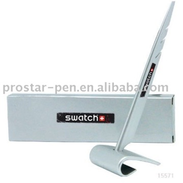 Feather shaped plastic pen printed