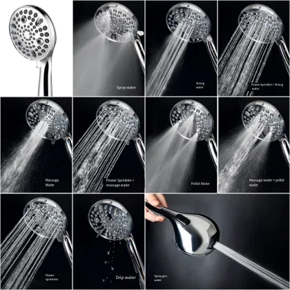 Wholesale Supercharged Handheld Smart Shower Head: 10 Features Multifunctional Airbrush Shower Set