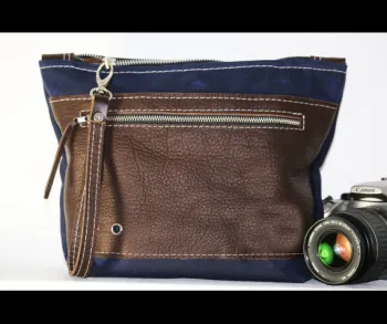 custom high quality waxed canvas dopp kit with front pocket