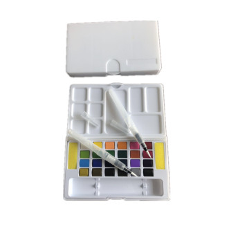 24 Colori d'acqua Portare il set di acquerello solido con pennello e scatola PP