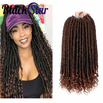 Black Star Goddess Locs Crochet Hair Faux Locs Crochet Hair Wavy Faux Locs with Curly Ends Synthetic Braiding Hair Extension