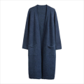 Women's Dark Blue Long Knitted Jacket Customization