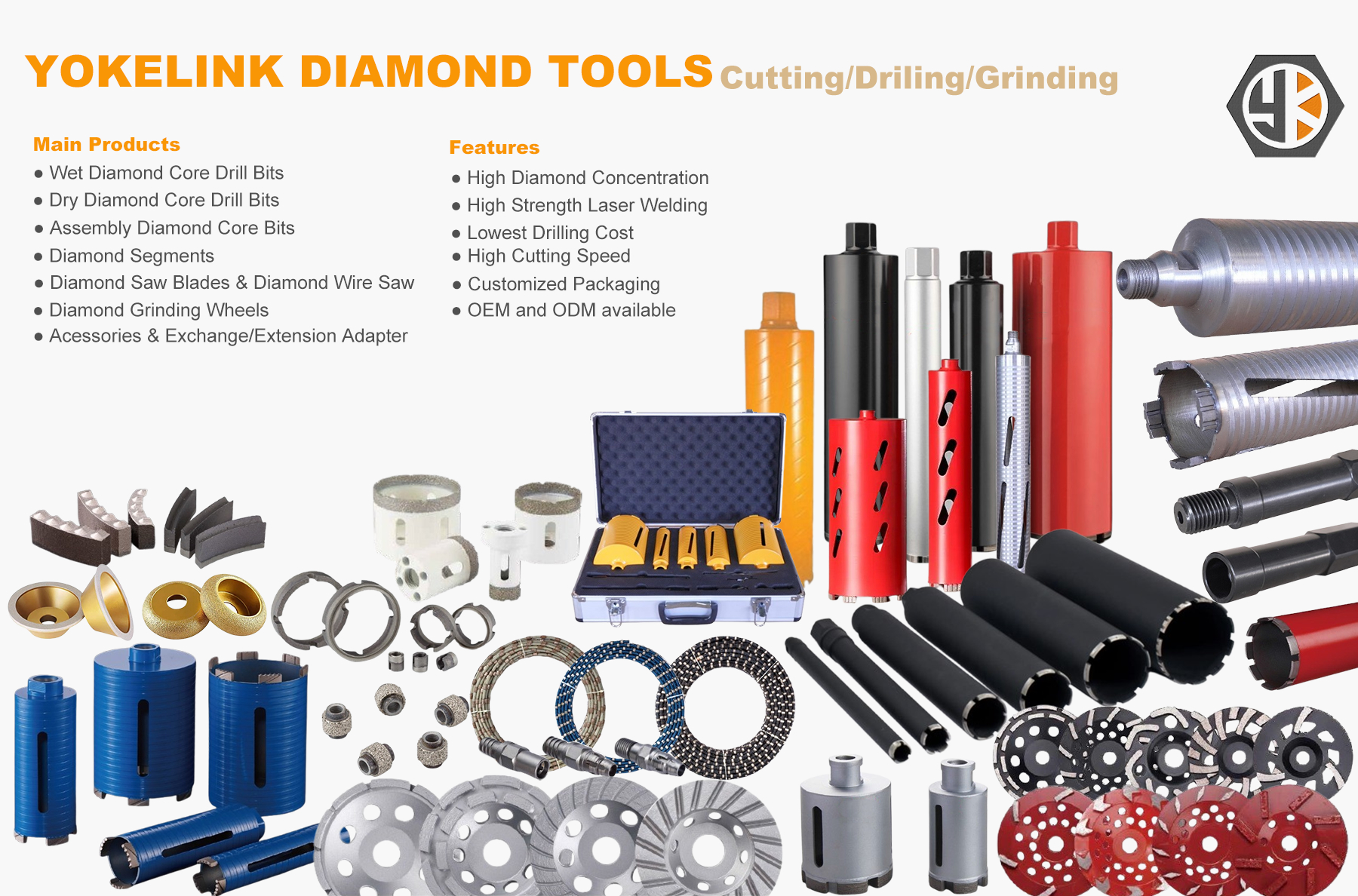 YOKELINK Diamond Core Drill Bits Construction Diamond Tools YOKELINK Diamond Core Drill Bits Construction Diamond Tools
