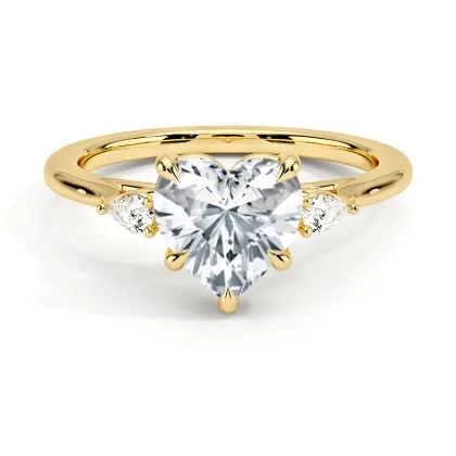 18K Gold Heart Lab Diamond Proposal Ring FLORAL JEWELRY