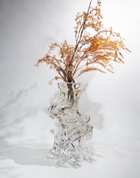 Twisted Tree Gold Leaf Crystal Vase