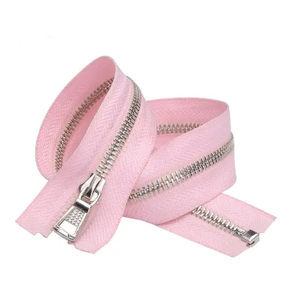Pink Zip Tape Metal Zip Teeth Separating Zipper