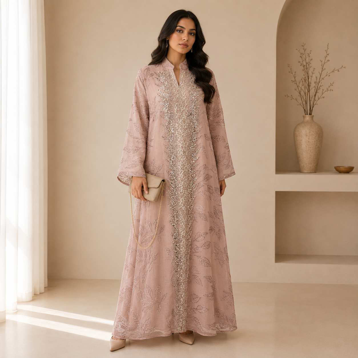 Luxury Sequin Embroidery Abaya Detail