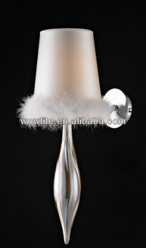 cognac glass wall lamp in fabric shade B1411-1