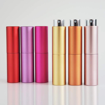 pocket size 10ml 20ml 35ml glass refillable pink travel perfume sample bottles atomizer aluminum