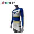 Uniformes de líderes de torcida de manga longa branca azul personalizados