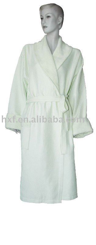 waffle terry cotton bathrobe