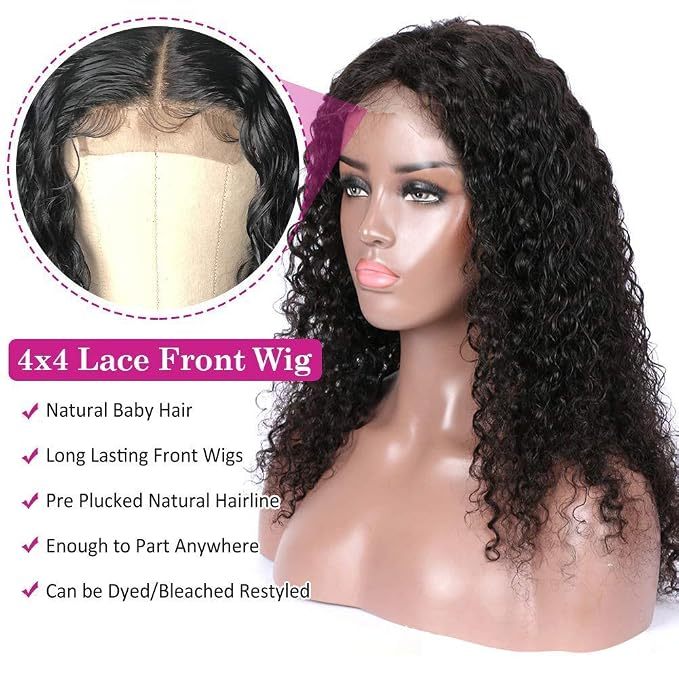 4x4 water wave human hair lace closure wig