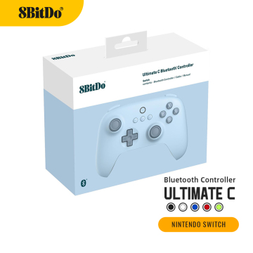 8bitdo Ultimate C Wireless Bluetooth -gamepad met Alpen Joystick - Pink/Blauw, compatibel met Switch OLED/Lite