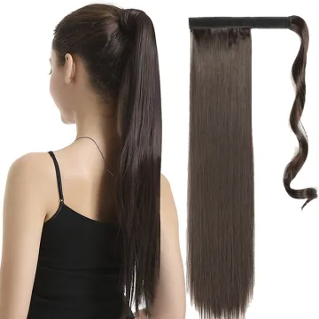 Long  Ponytail Clip in Ponytail Extension Wrap Around Long Straight Pony Tail Hair 24 Inch Synthetic Hairpiece