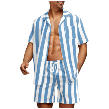 2024 New Fashion Hawaii Men's Short Sleeve Striped Beach Shirt