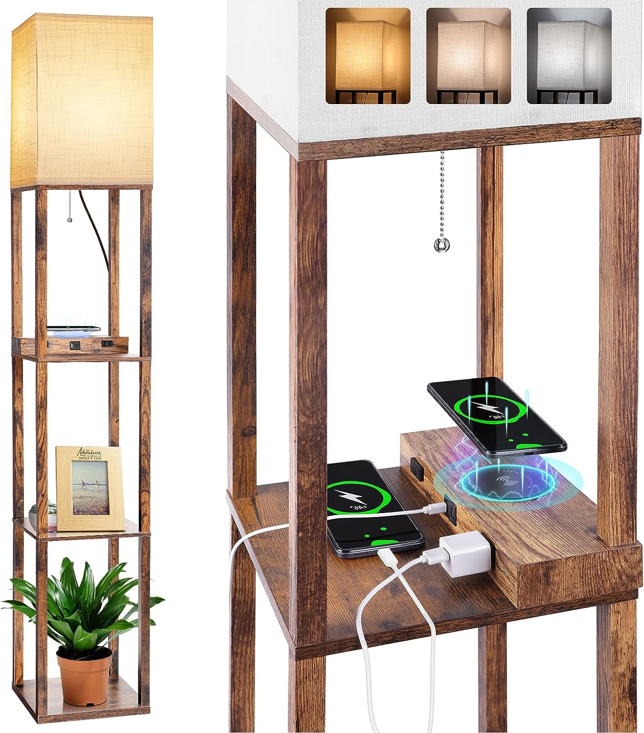 F250831 Shelf floor lamp wireless charger USB (7)