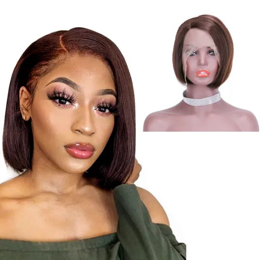 Wholesale Short BOB 150 180 Density HD Lace Human Hair Wigs for Black Woman Swiss Brazilian raw Virgin hair Lace Frontal Wigs
