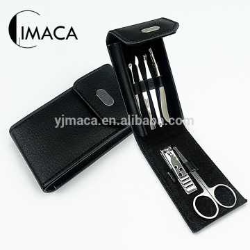 high quality popular black color PU leather case man gift nail care tools set