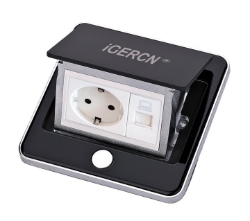 IP44 Black Tempered Glass Dust-Proof Pop-Up Floor Socket with CE Quality Mark