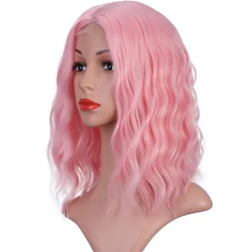 U Part Lace Top Quality Short Pink body Wavy Bob Wigs For Black Women Middle Part Synthetic Wigs Wholesale Price