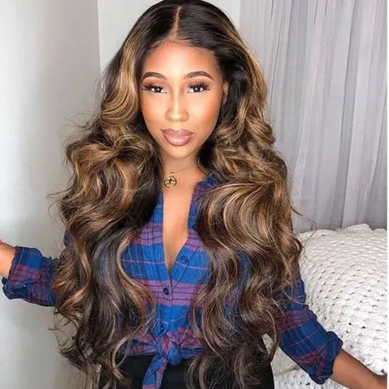 Highlight color wigs 13*4 180% 200% density 10-30 inch hair wig bundles supplier