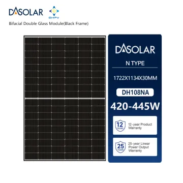 420W to 445W DAS Solar Monocrystalline PV Modules: High Efficiency Bifacial Solar Panels with Black Frames