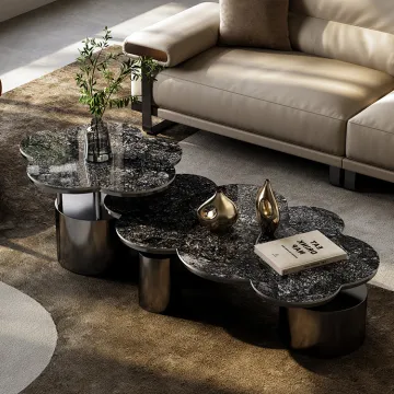 Italian Gold sintered stone Stainless Steel Coffee Table