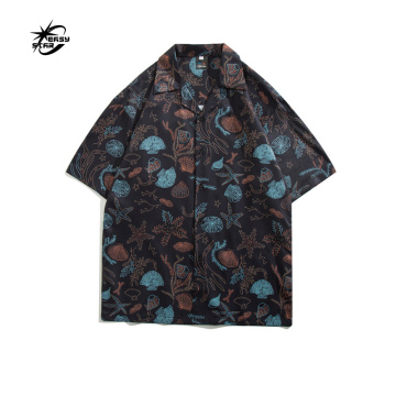 Wholesale Polyester Stripe Print Hawaiian Shirts for Men