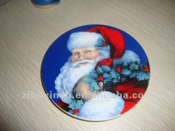 8" White porcelain soup plate with Christmas printing
