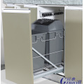 Kitchen pull-out damping rail double bucket trash can