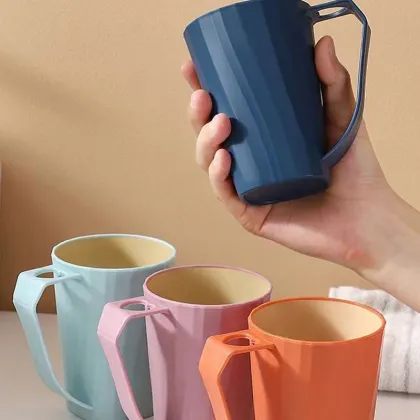 Double Color Bathroom Cup with Handle - Toothbrush Holder & Mouthwash Cup