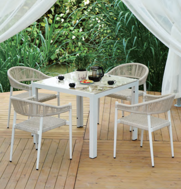 Light Gray Outdoor Arm Dining Chair