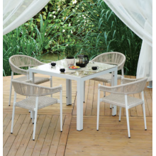 Light Gray Outdoor Arm Dining Chair Modern Outdoor Terrace Light Gray Dining Chairs Factory