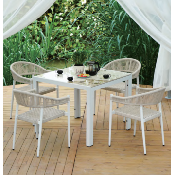 Light Gray Outdoor Arm Dining Chair Modern Outdoor Terrace Light Gray Dining Chairs Factory