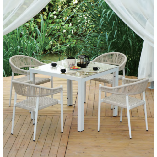 Light Gray Outdoor Arm Dining Chair Modern Outdoor Terrace Light Gray Dining Chairs Factory