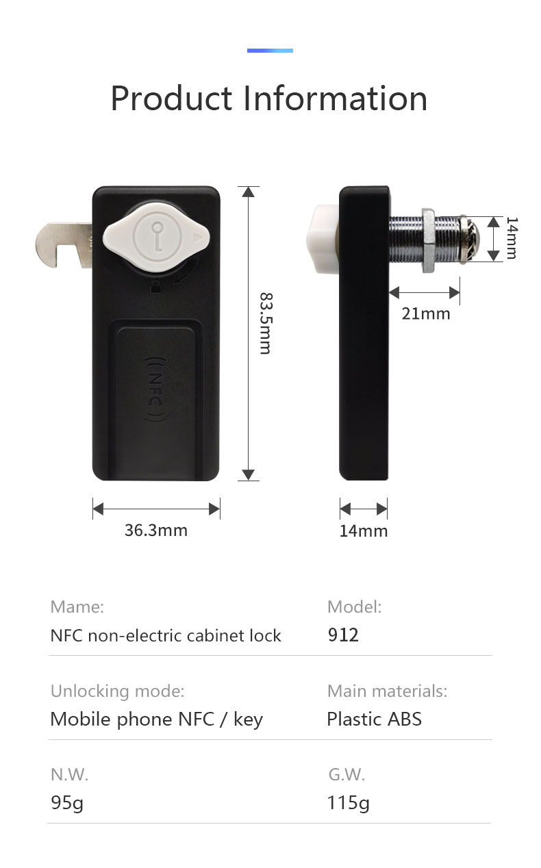 912 Intelligent Anti-Theft NFC Smart Cabinet Lock Information