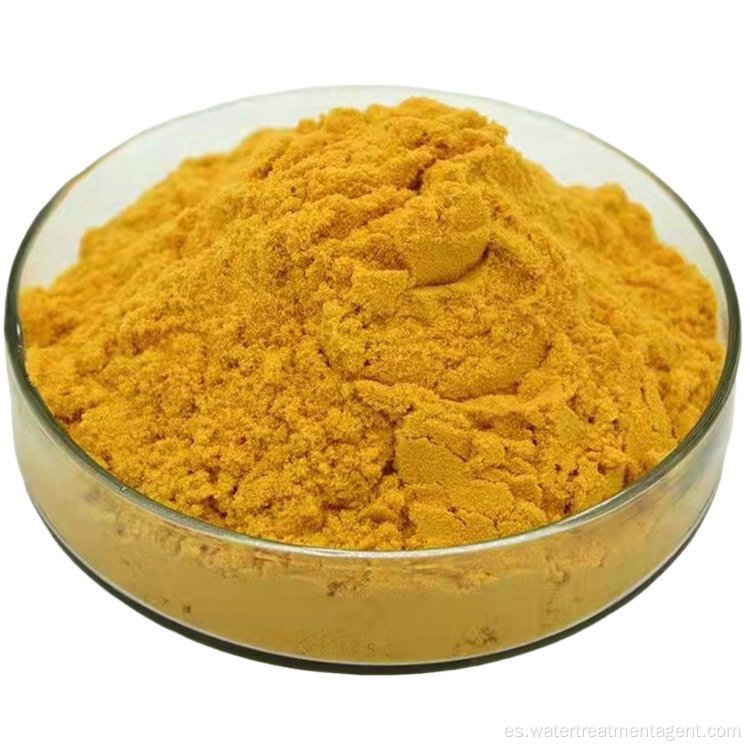 Tratamiento de agua con sulfato férrico en polvo amarillo a marrón