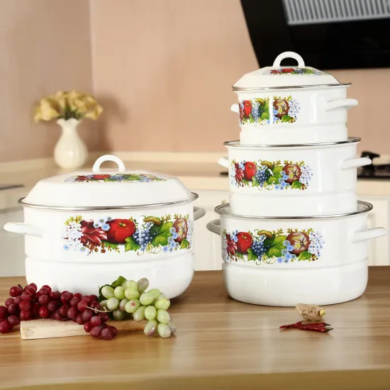 Yiwu Wholesales Flower Decal Enamel Pot