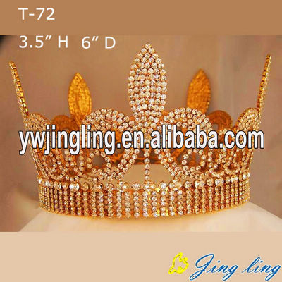 Full Round Gold Beauty Queen Crowns