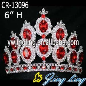 5 Inch Red Rhinestone Silver Plated Crowns