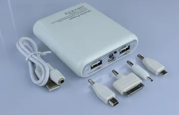 10000mah Mobile Phone Power Bank White Dual Usb Portable External Power Bank