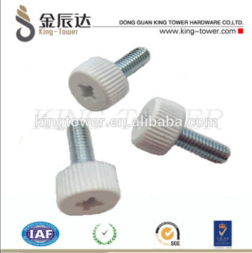 RAL 9010 Pure White painted color knurled thumb adjustment screws