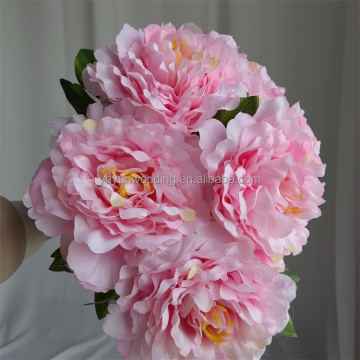 G-049 High-Quality 5-Head Faux Silk Peony Flowers for Wedding and Home Decor