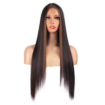 Wholesale Women Ombre Color Short 34 Inch Hair Bone Perruque Bob Straight Wig Hair High Quality Synthetic Hair None Lace Wigs