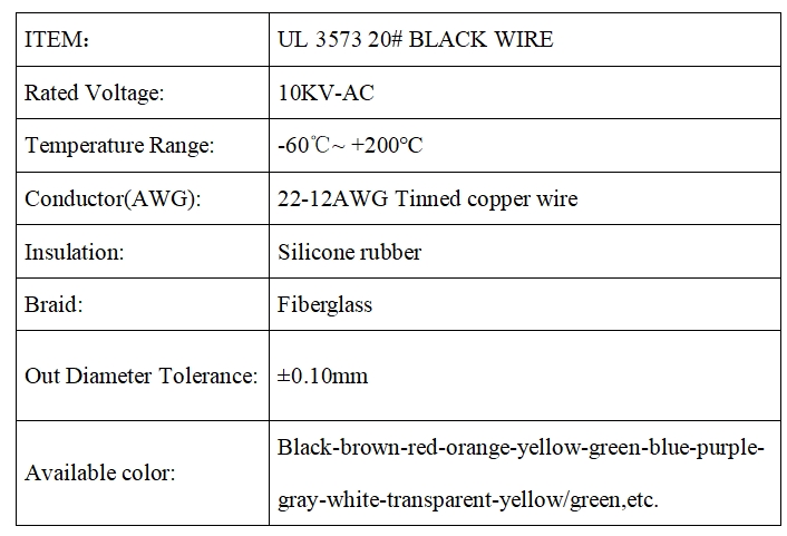UL 3573 20 black wire