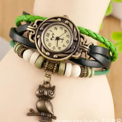 2015 multi layer jewelry women' s leather bracelet watch