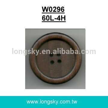 (#W0296) custom dark brown shirt natural wood button