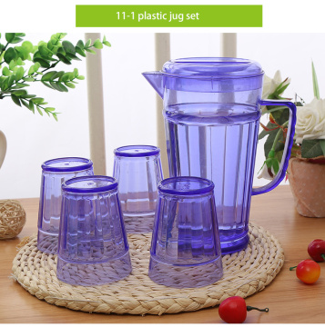 Purple Plastic Cold Water Jug with 4 Cups Set